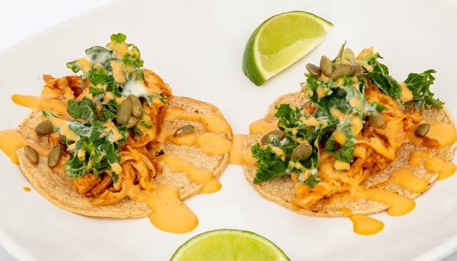 Order Shredded Tinga Chicken Taco food online from Greenleaf Kitchen And Cocktails store, Costa Mesa on bringmethat.com
