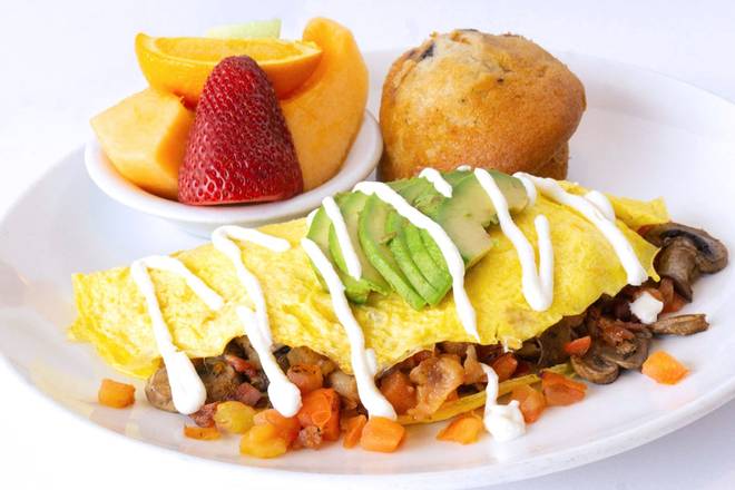 Order No Name Omelet food online from The Broken Yolk Cafe store, San Diego on bringmethat.com