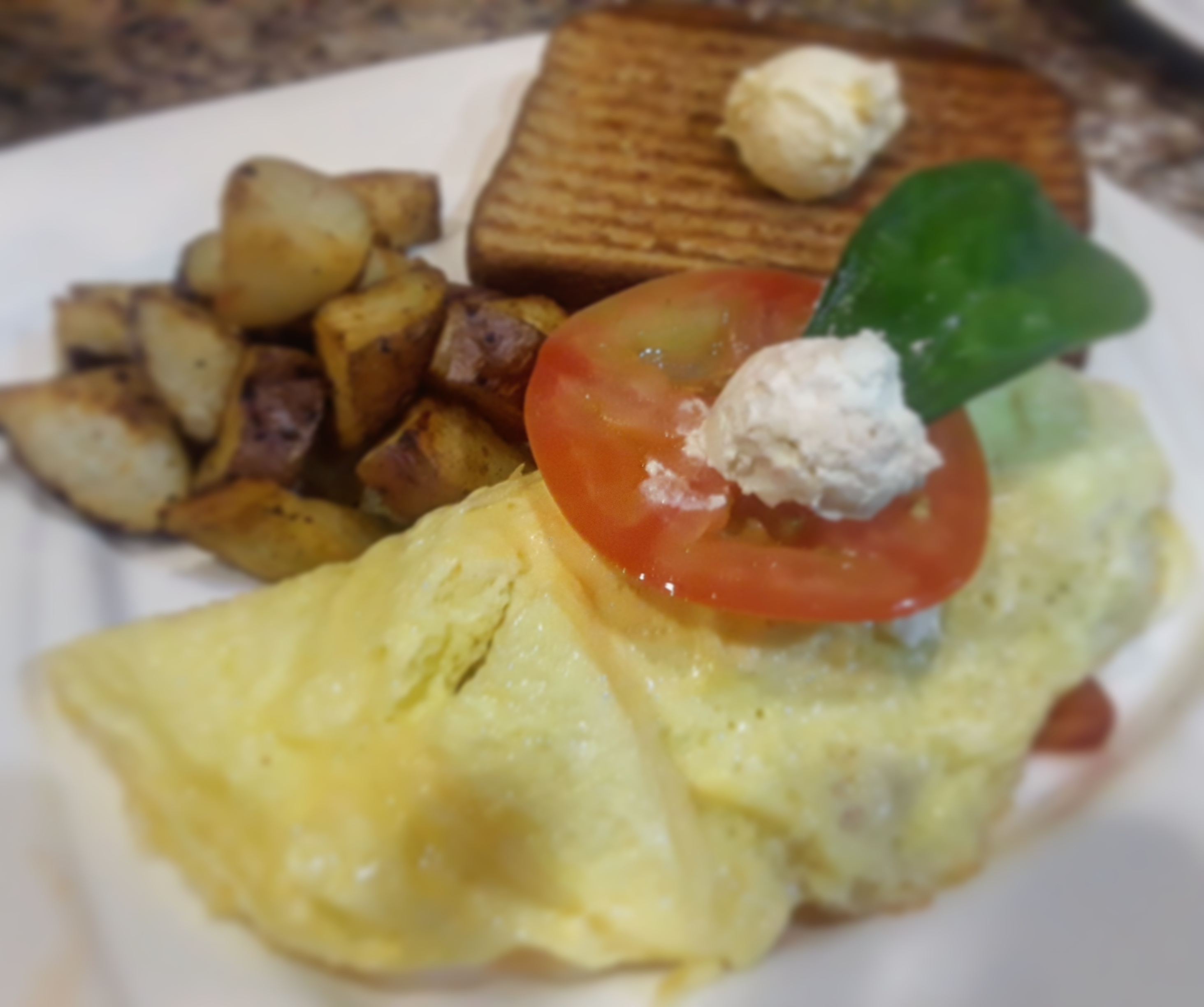 Order Healthy Basil Spinach and Goat Cheese Omelette food online from Thelma Cafe store, Santa Clarita on bringmethat.com