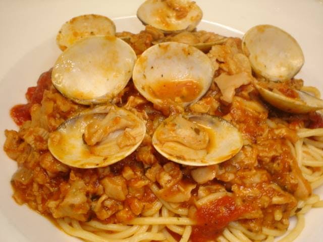 Order Pasta with Red  Clam Sauce - Pasta food online from Aloy's Italian Restaurant store, Poughkeepsie on bringmethat.com