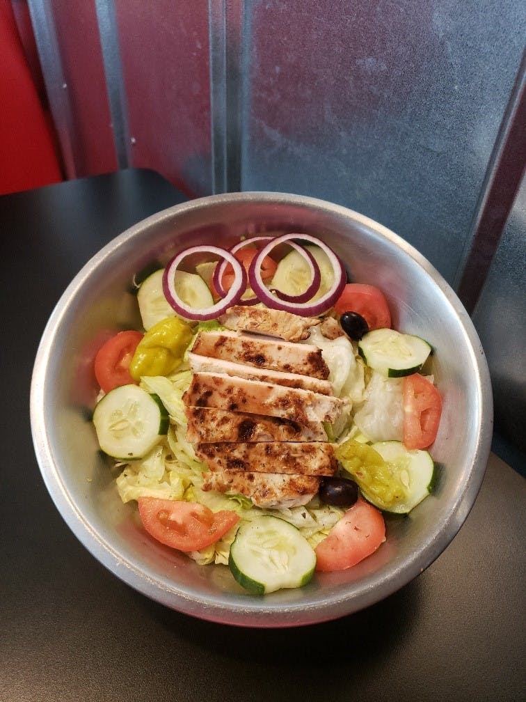 Order Grilled Chicken Salad - Large food online from Pizza King store, Chatsworth on bringmethat.com