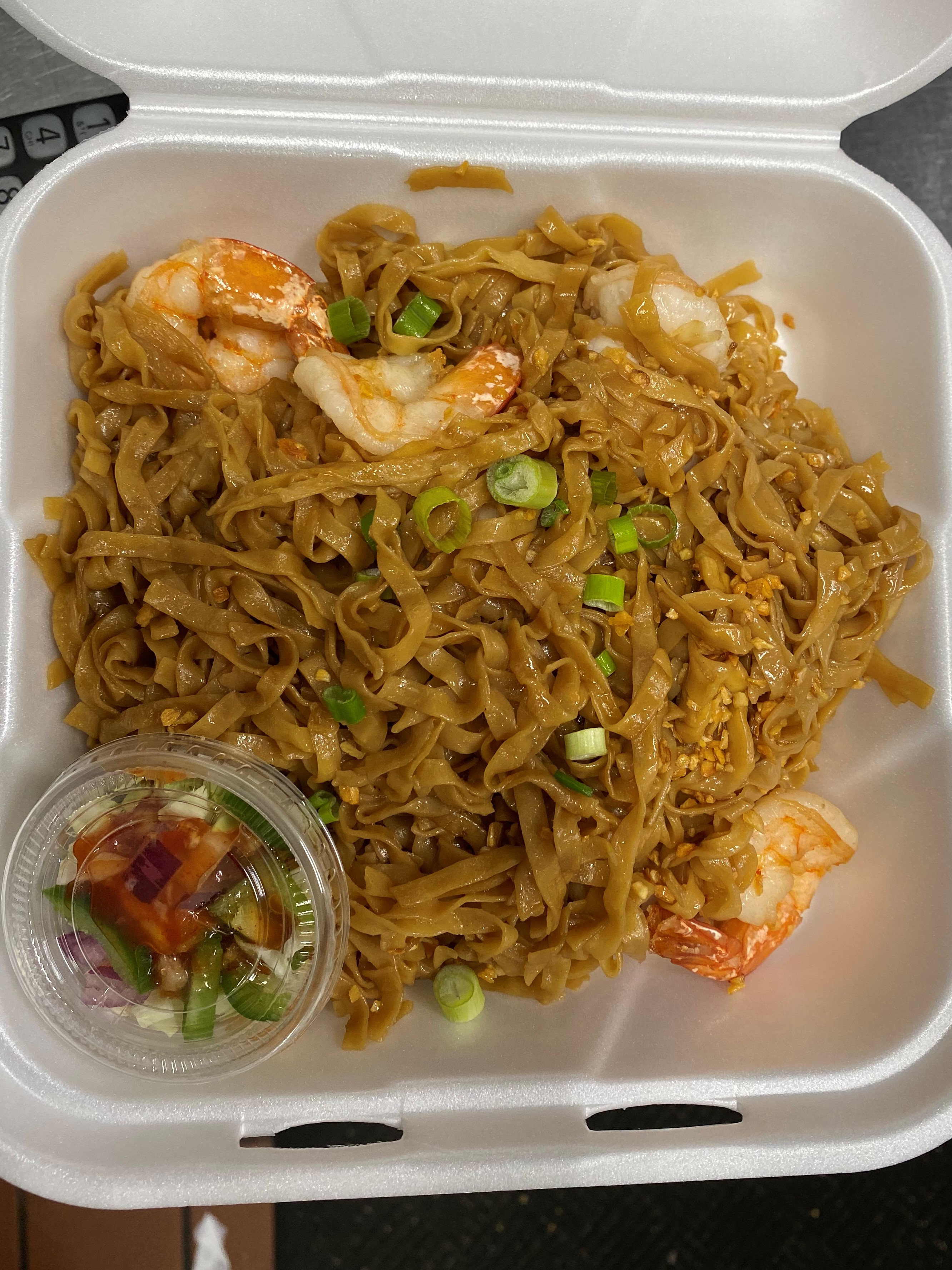 Order Garlic Noodle Shrimp food online from Burma Bistro store, Santa Clara on bringmethat.com