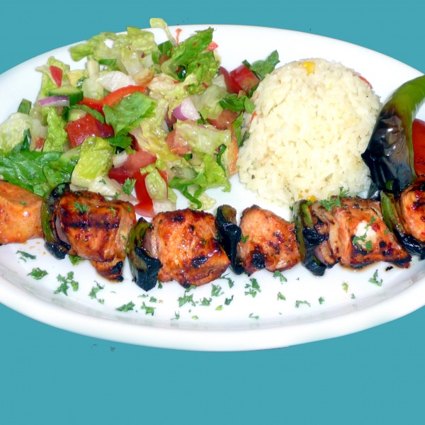 Order Chicken Shish Kebab Plate food online from North beach gyros catering store, San Francisco on bringmethat.com