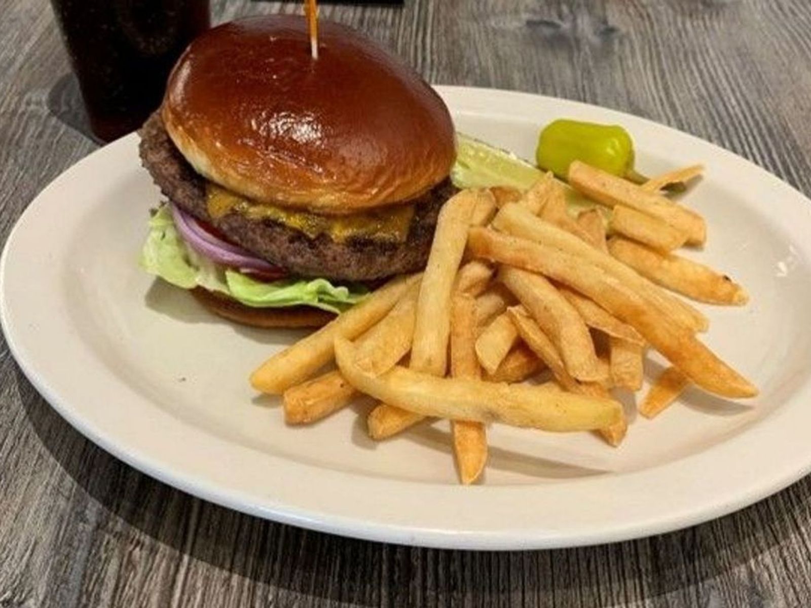Order Vegan Cheeseburger with fries OO food online from Biscuits Cafe store, Chandler on bringmethat.com