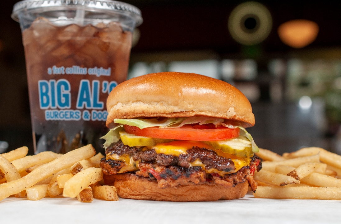 Order Hippie-crit Burger Combo food online from Big Al Burgers & Dogs store, Fort Collins on bringmethat.com
