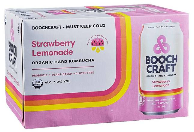 Order Boochcraft Strawberry Lemonade six pack 12 oz can  food online from Rocky Liquor store, Claremont on bringmethat.com