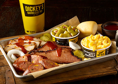 Order 3 Meat Plate food online from Dickey's Barbecue Pit store, Hurst on bringmethat.com