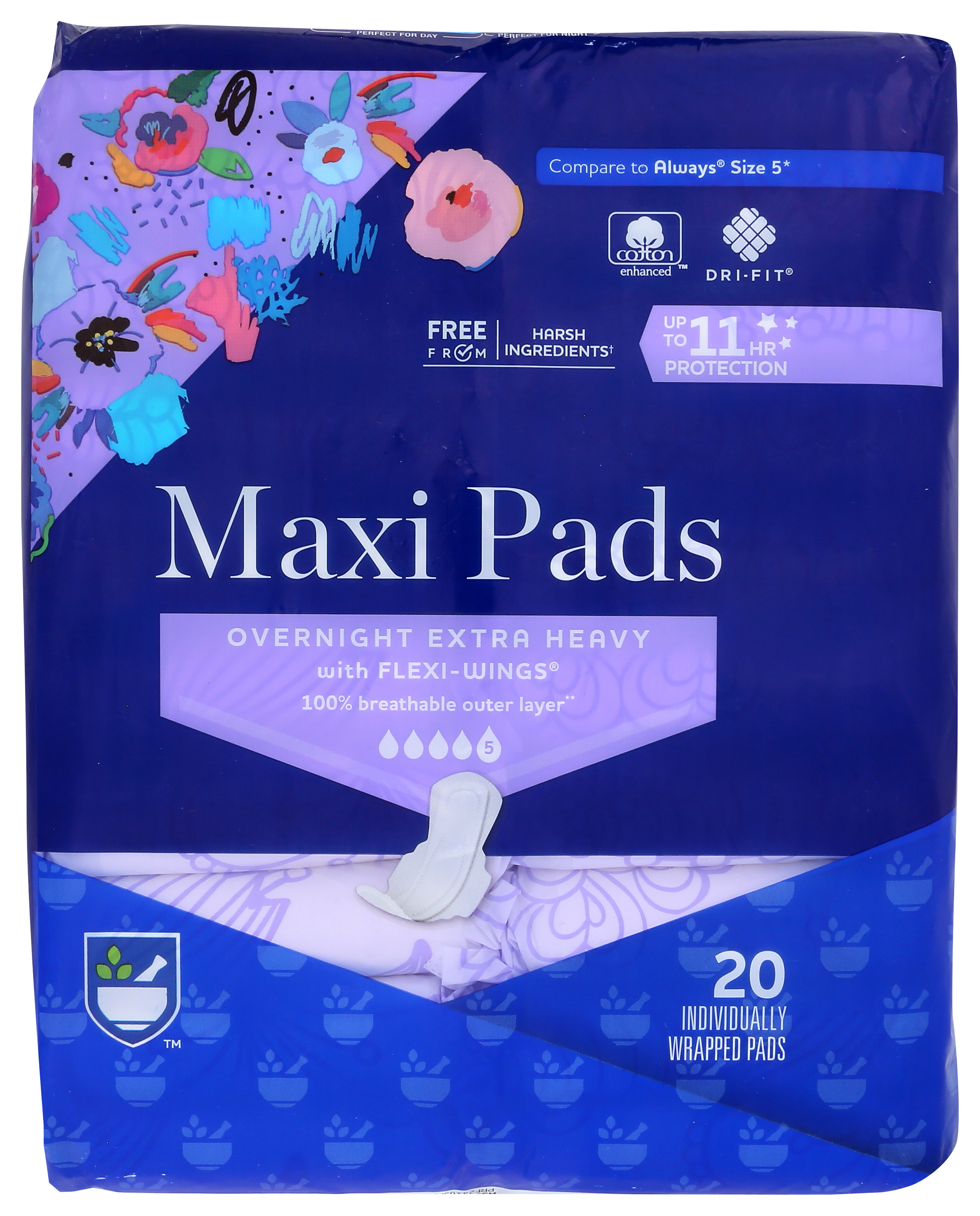 Order Rite Aid Overnight Extra Heavy Maxi Pads with Flexi-Wings - 20 ct food online from Rite Aid store, Cathedral City on bringmethat.com