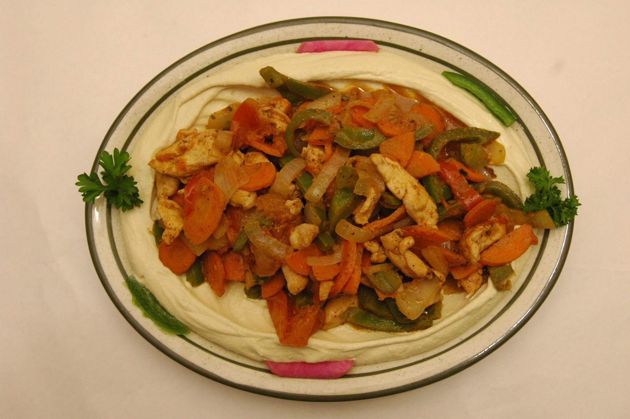 Order Hommous with Chicken Shawarma food online from La Marsa-Waterford store, Waterford Township on bringmethat.com