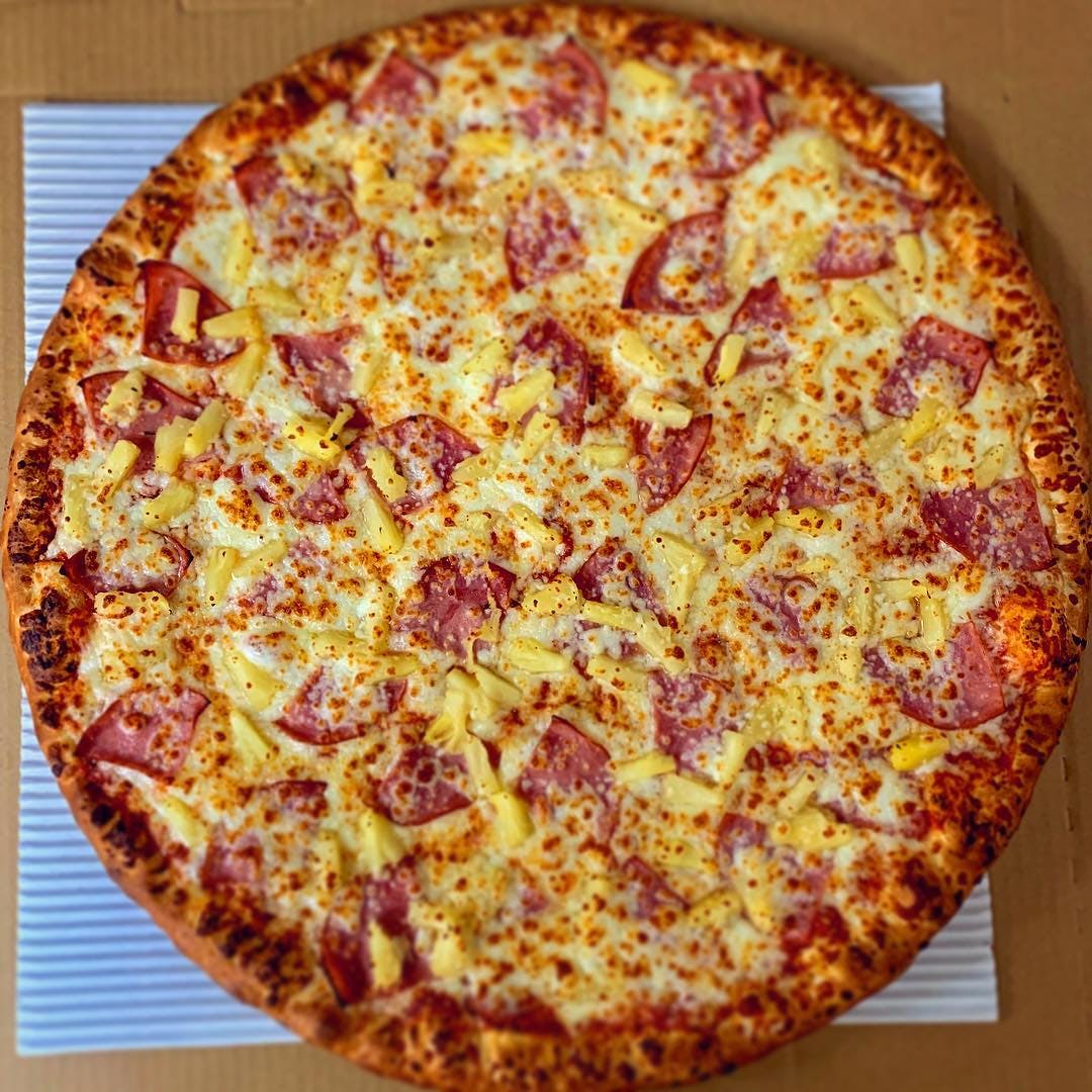 Order Hawaiian Pizza - Medium 12" (8 Slices) food online from Omg Pizza store, Hawthorne on bringmethat.com