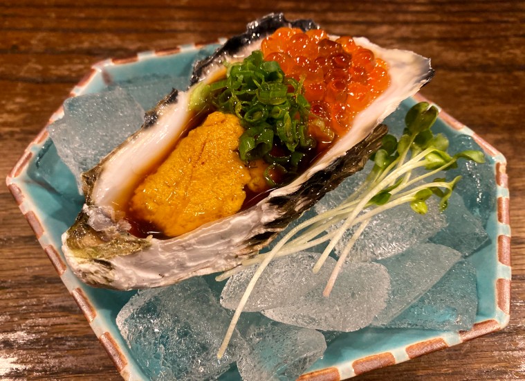 Order Fresh Oyster with Ikura and Uni food online from Sasaya store, Los Angeles on bringmethat.com