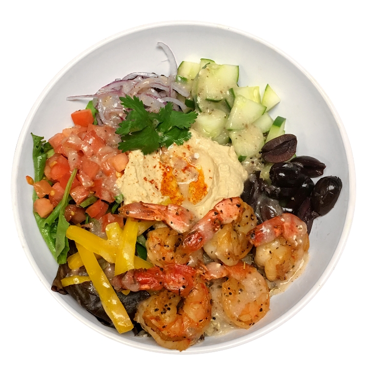 Order Mediterranean Shrimp Bowl food online from High Tower Cafe store, Houston on bringmethat.com