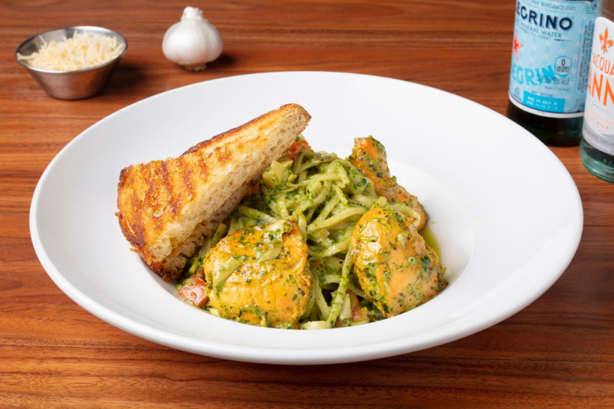 Order Chicken Pesto Linguine food online from Panini Kabob Grill store, Woodland Hills on bringmethat.com