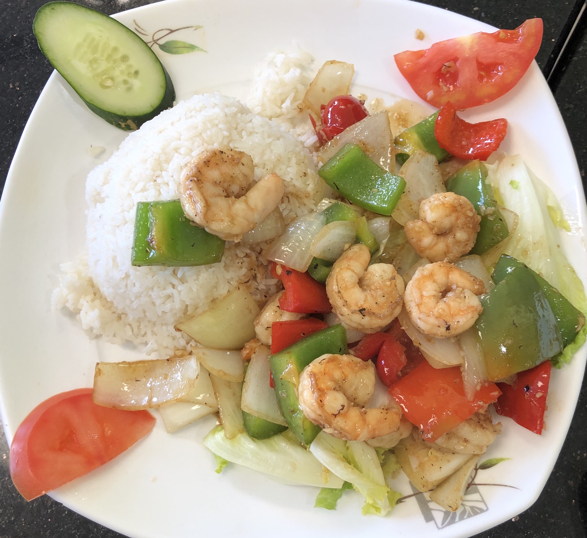 Order 85. Shrimp Pepper Stir Fry and Rice food online from Yummy Pho store, Oceanside on bringmethat.com