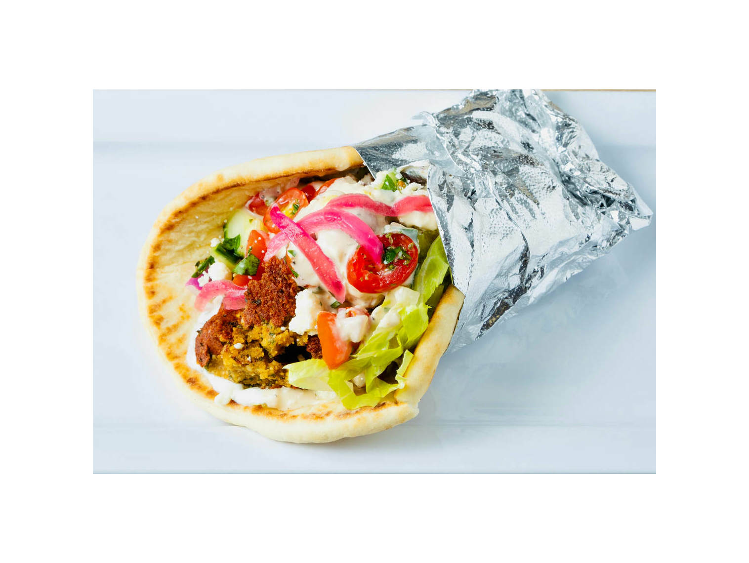 Order Falafel Pita - D food online from The Counter At Old Ballard Catering Co. store, Seattle on bringmethat.com
