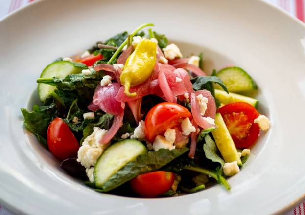 Order Greek Salad food online from Rutledge Cab Company store, Charleston on bringmethat.com