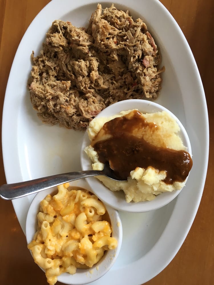 Order Saucy Hand Pulled Pork BBQ and 2 Sides food online from Rocky Mount BBQ store, Newport News on bringmethat.com