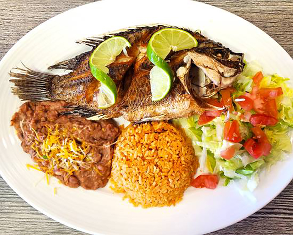 Order Mojarra Plate food online from Las Salsas Taqueria store, Orange on bringmethat.com