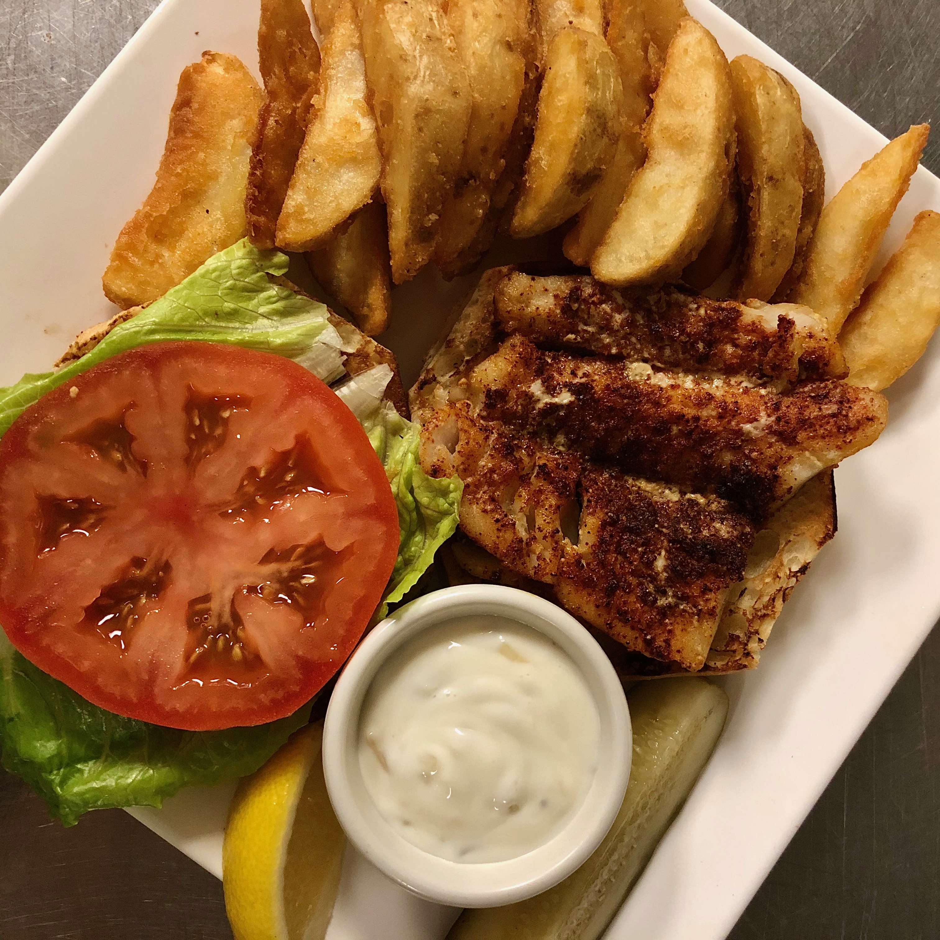 Order Fresh Blackened Cod Sandwich food online from Two Steps Downtown Grille store, Danbury on bringmethat.com