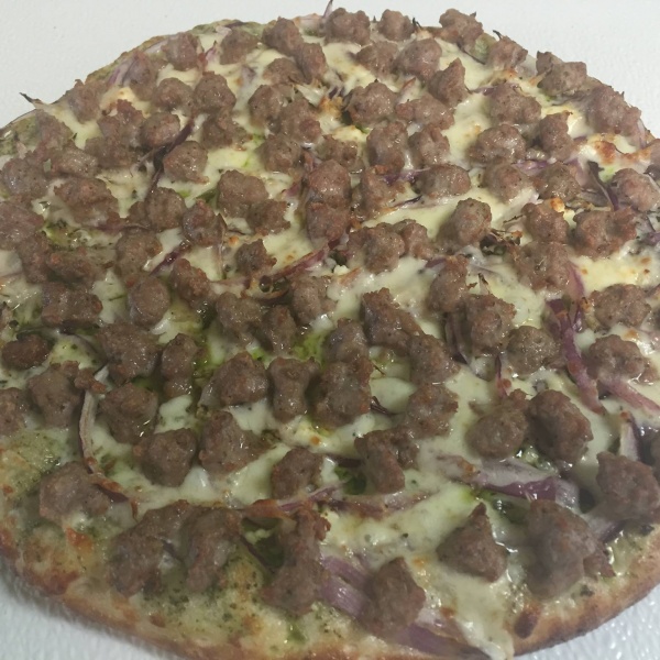 Order 4. Creamy Pesto Garlic Pizza food online from Fast Pizza Delivery store, San Jose on bringmethat.com