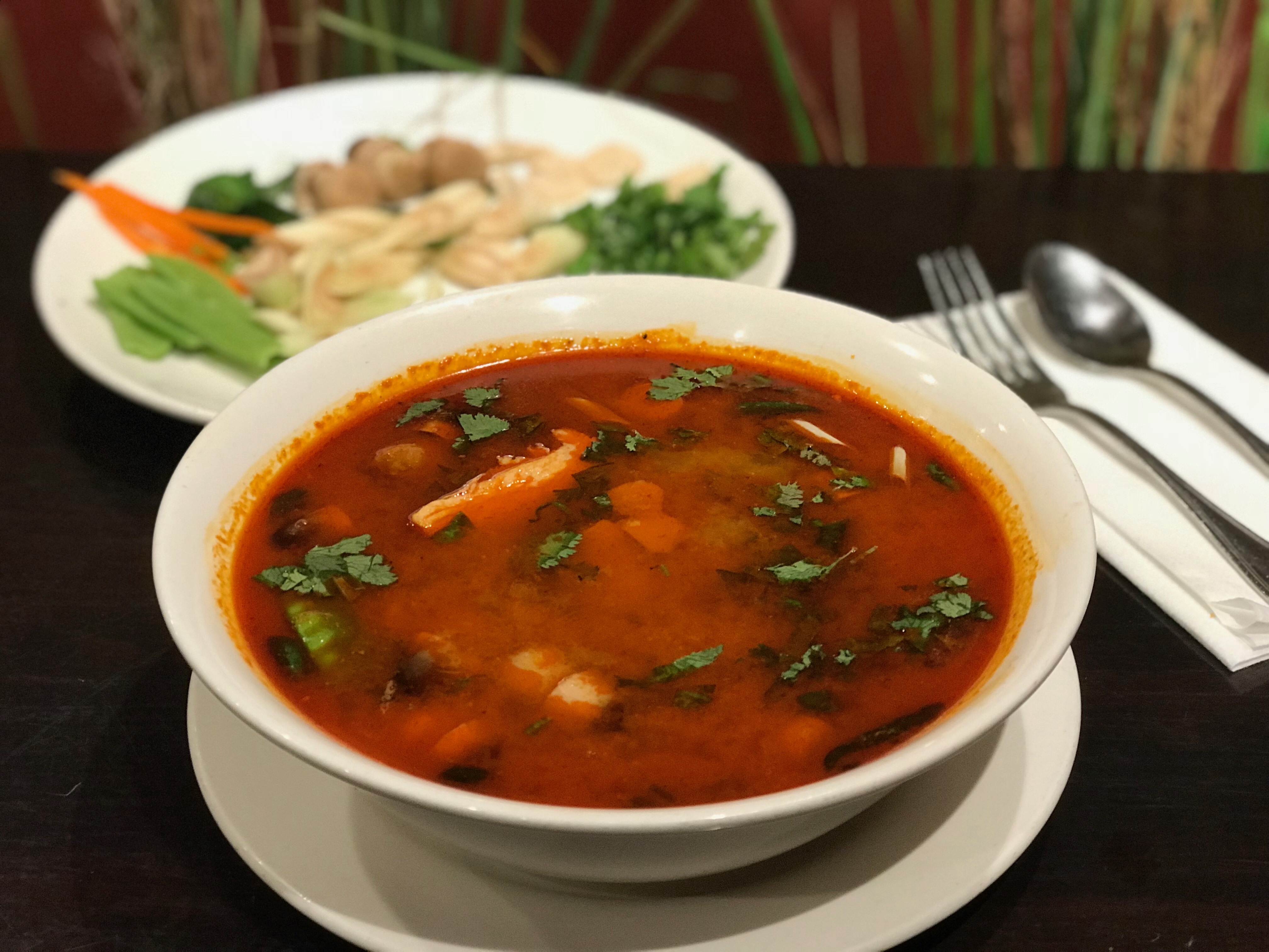 Order 15. Vegetable Tom Yam Soup food online from Sagar Chinese store, Bellerose on bringmethat.com