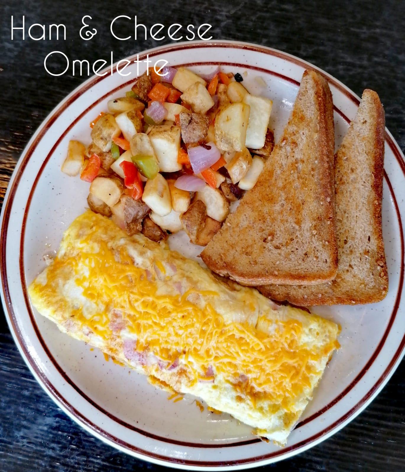 Order HAM & CHEESE OMELET food online from Wisk Am Eatery store, Prosper on bringmethat.com