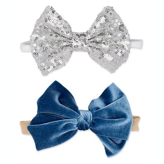 Order Khristie® 2-Pack Velour and Sequin Bow Headband Set in Blue/Silver food online from Bed Bath & Beyond store, Lancaster on bringmethat.com