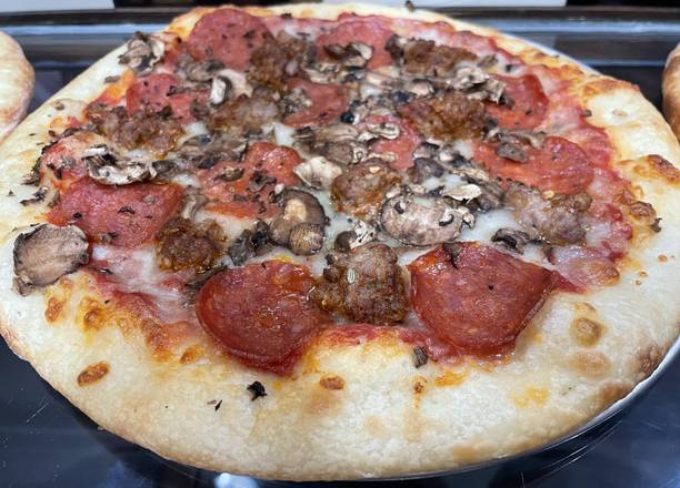 Order Meat and Mushrooms Pizza (Red Pie) food online from Baiano Pizzeria store, San Francisco on bringmethat.com