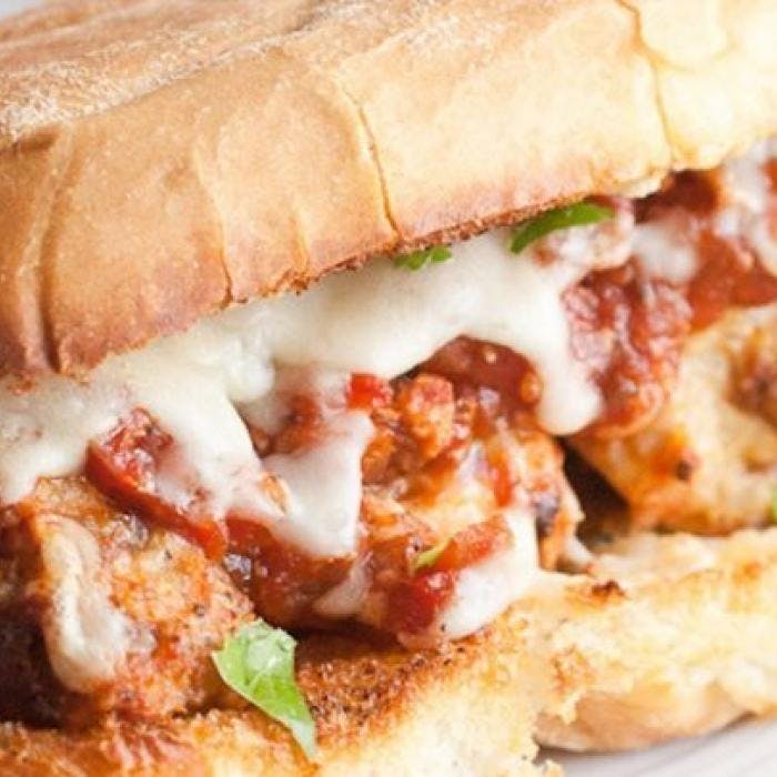 Order Meatball Parmigianino Sandwich - Sandwich food online from Napoli Pizza store, Henderson on bringmethat.com