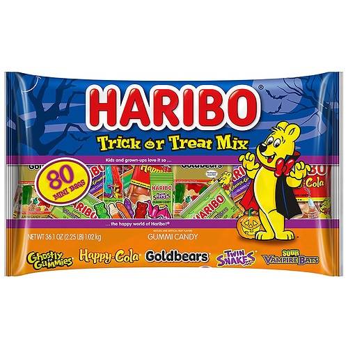 Order Haribo Halloween Trick or Treat Mix, Gummy Candy, Large Variety Bag - 36.1 oz food online from Walgreens store, OLNEY on bringmethat.com