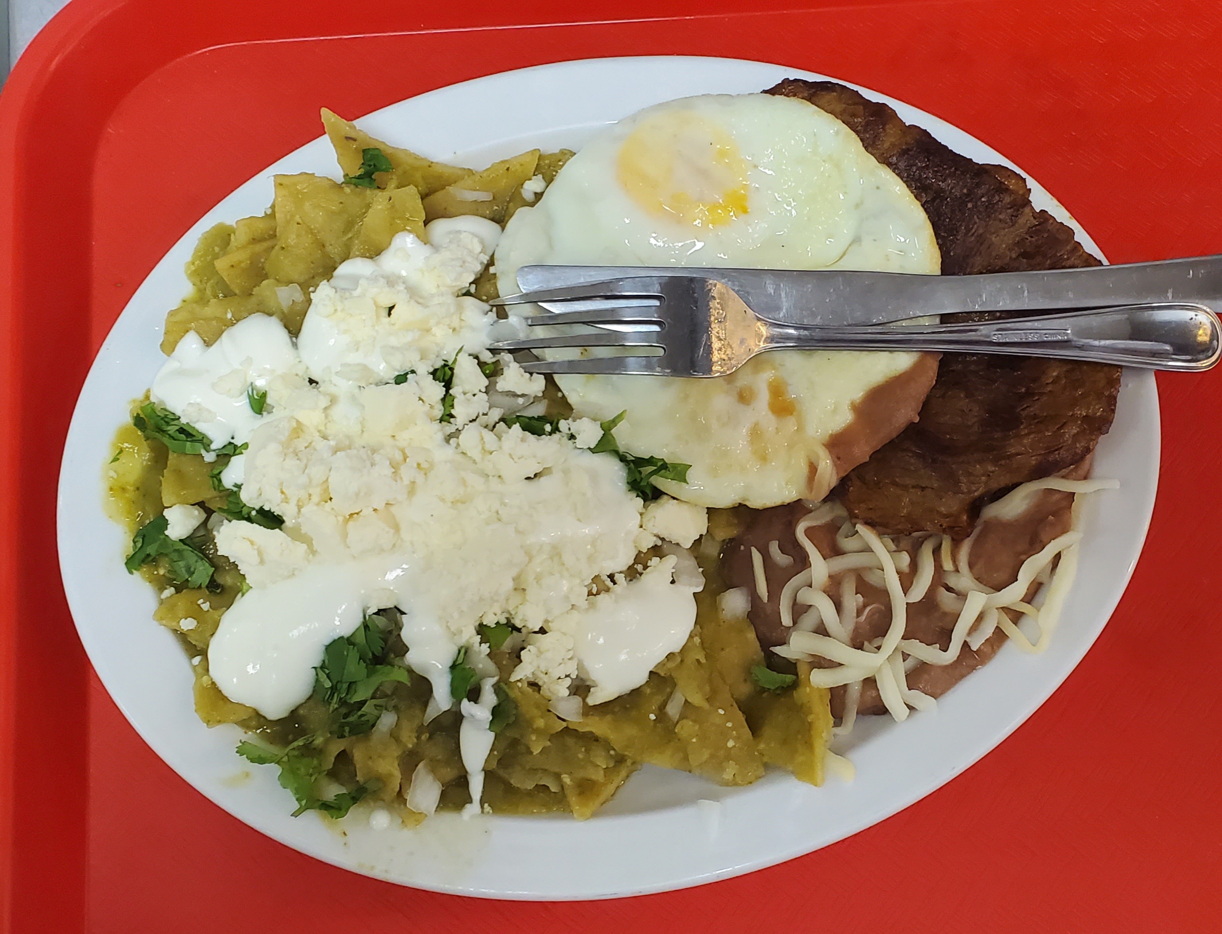 Order Chilaquiles verdes food online from Los Chapines Tortilleria store, Des Plaines on bringmethat.com