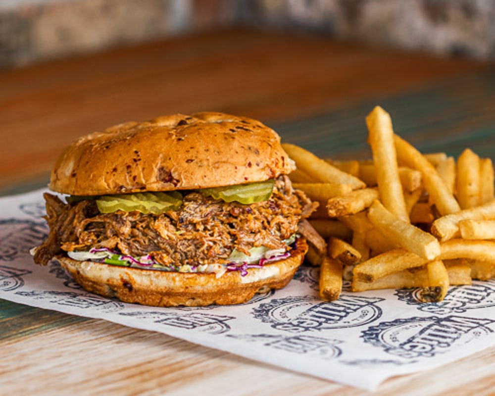 Order Pulled Pork Sandwich food online from Willie's Grill & Icehouse store, Hill Country Village on bringmethat.com