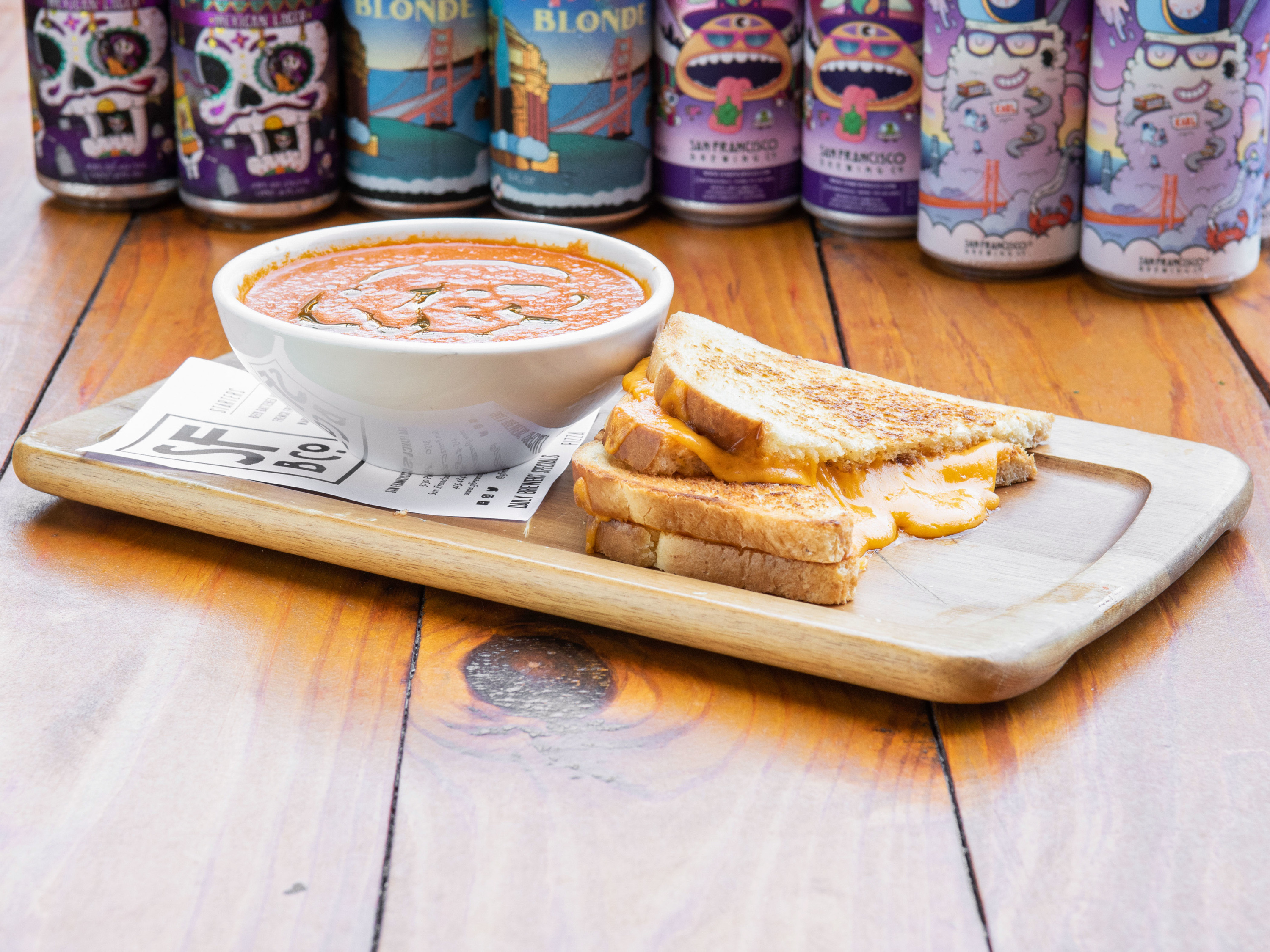 Order Grilled Cheese and Tomato Soup food online from San Francisco Brewing Co store, San Francisco on bringmethat.com