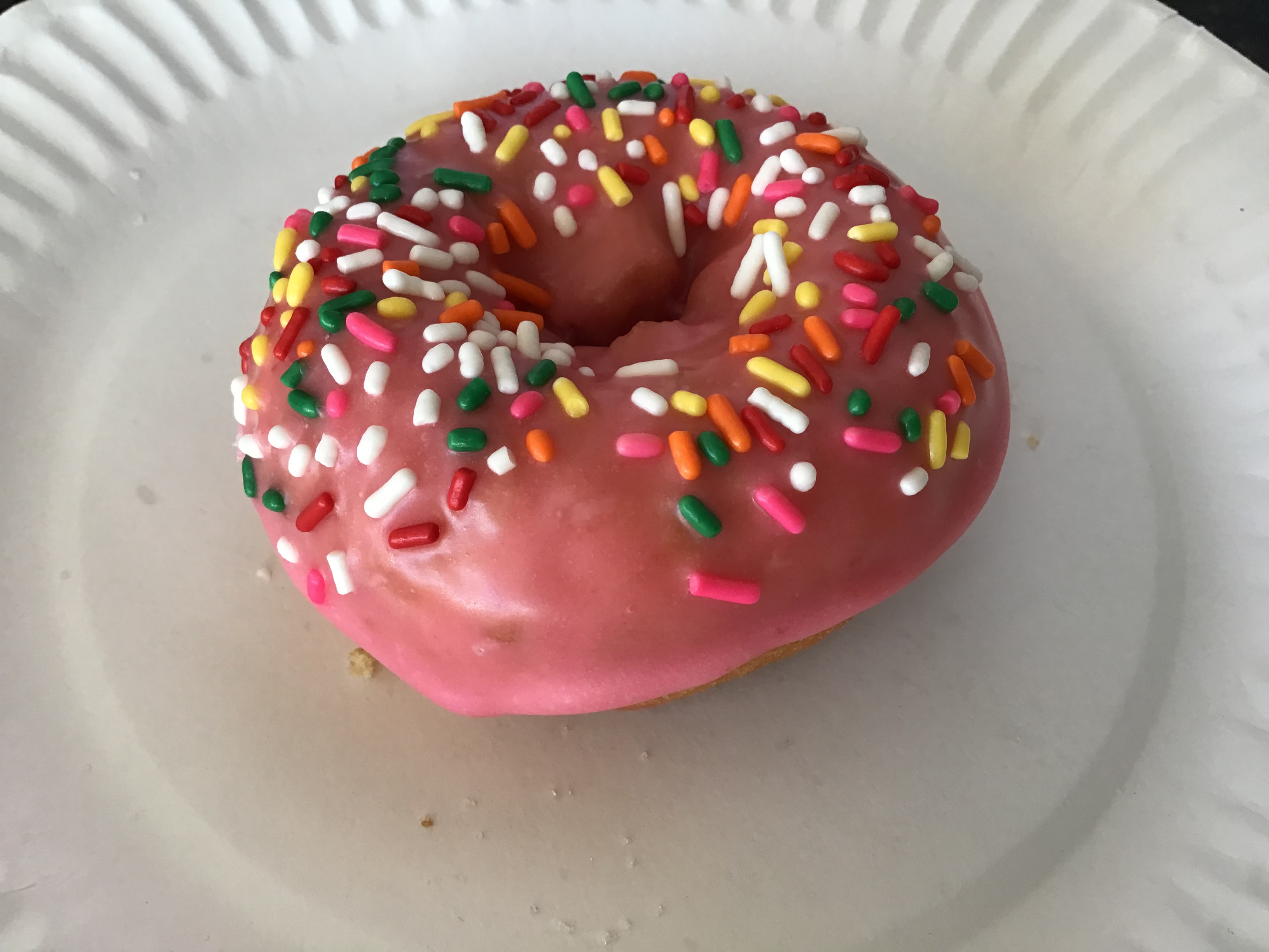 Order Cake with Strawberry Sprinkle Donut food online from Donut Basket store, Modesto on bringmethat.com
