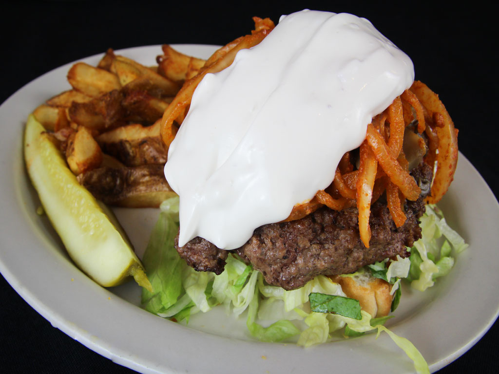 Order The Jaeger Burger food online from The Thurman Cafe store, Columbus on bringmethat.com
