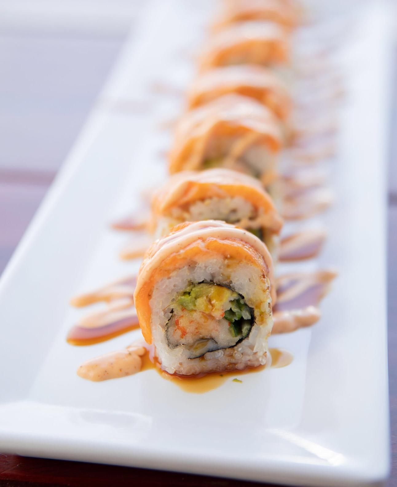 Order Alaskan Special Roll food online from Meshuga 4 Sushi - W. Pico Blvd. store, Los Angeles on bringmethat.com