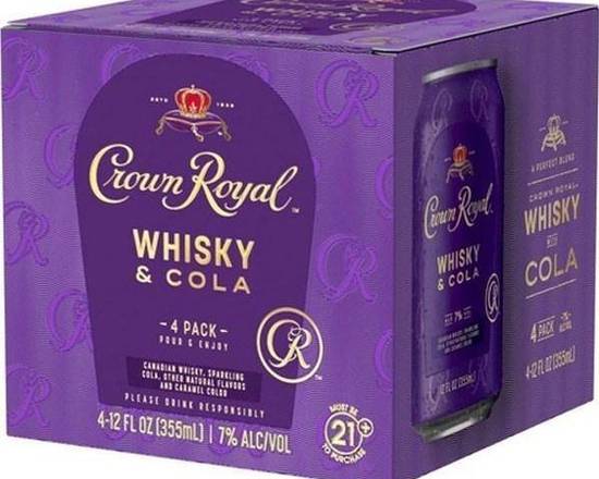Order Crown Royal Whiskey & Cola RTD Cocktail 4-Pack food online from Bottlebox store, Norfolk on bringmethat.com