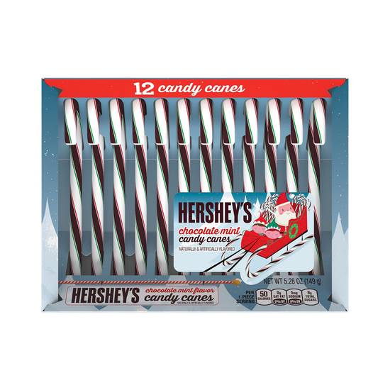 Order HERSHEY'S Chocolate Mint Flavored Candy Canes, Christmas, 5.28 oz, Box (12 Pieces) food online from CVS store, OLMSTED TOWNSHIP on bringmethat.com