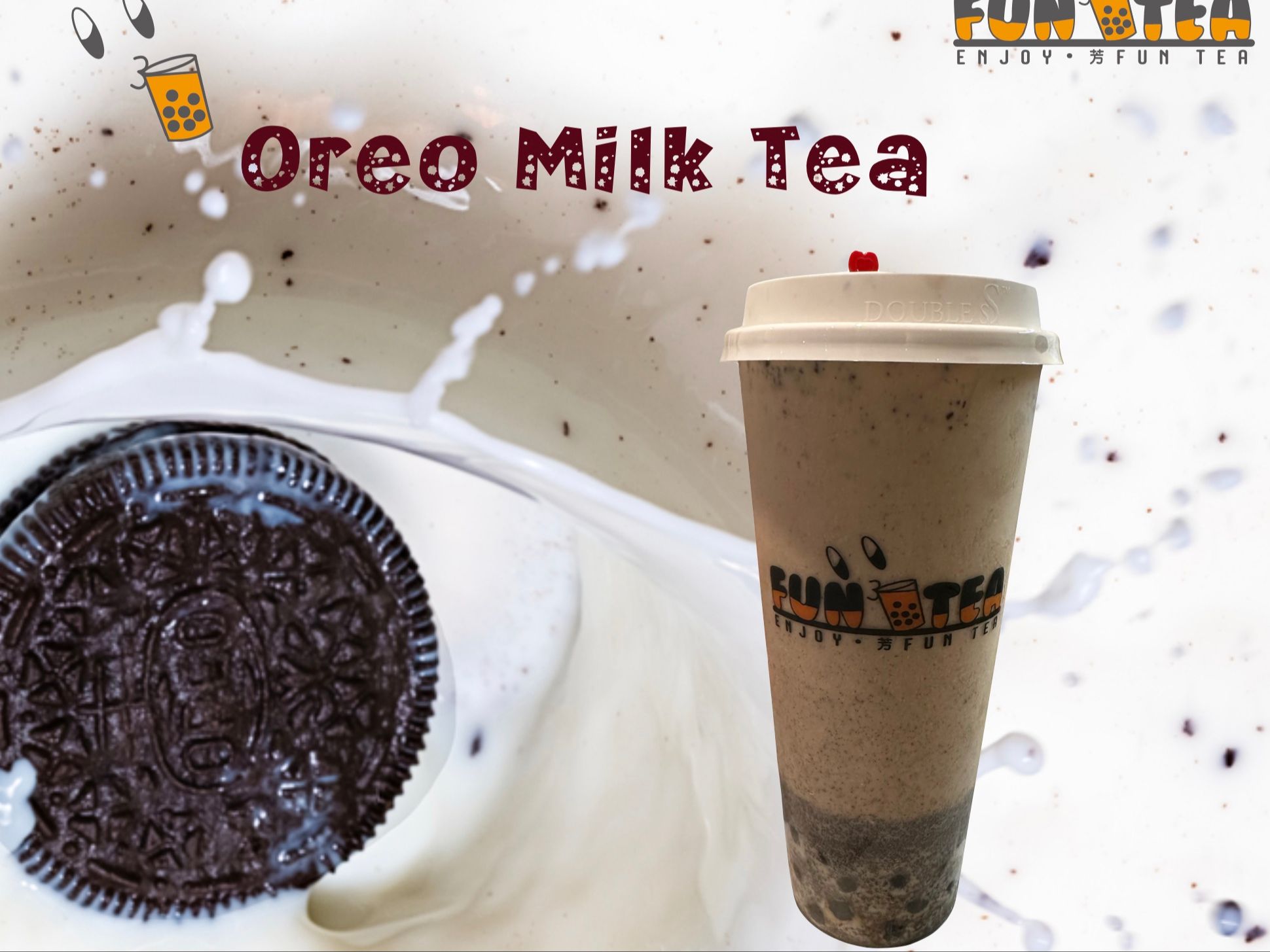 Order Oreo Milk Tea (Assam Black Tea) food online from Funtea store, Louisville on bringmethat.com