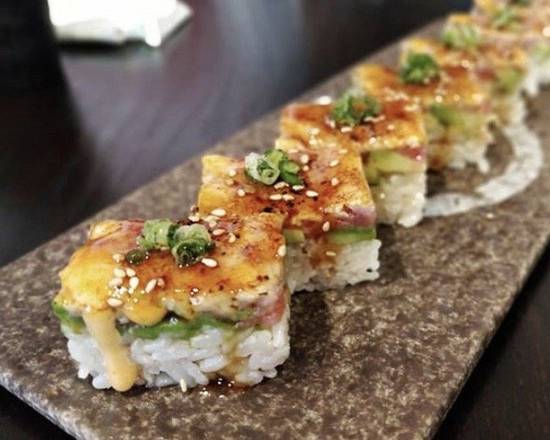 Order Fire Tuna Oshizushi food online from Ryoshin Sushi store, Belmont on bringmethat.com