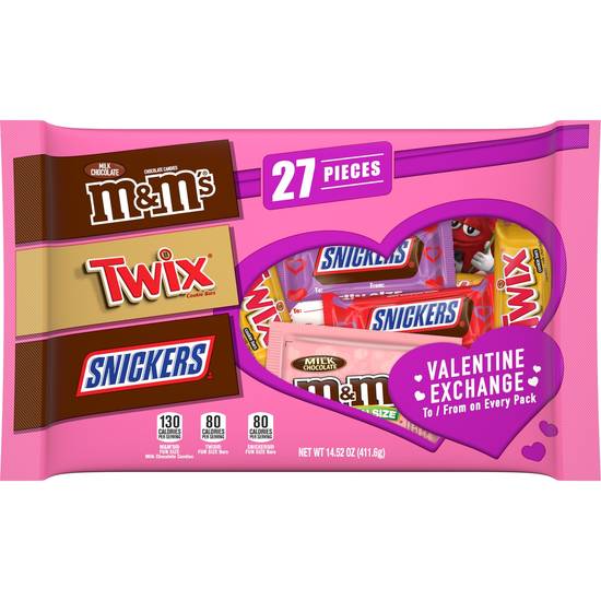 Order M&M'S, SNICKERS & TWIX Valentines Assorted Chocolate Candy, 27 Pieces food online from Cvs store, EL MONTE on bringmethat.com