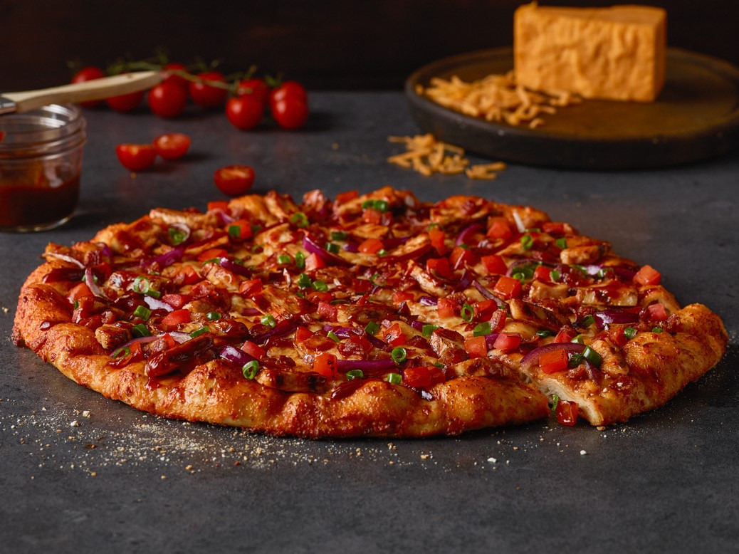 Order BBQ Chicken Pizza food online from Round Table Pizza store, San Diego on bringmethat.com
