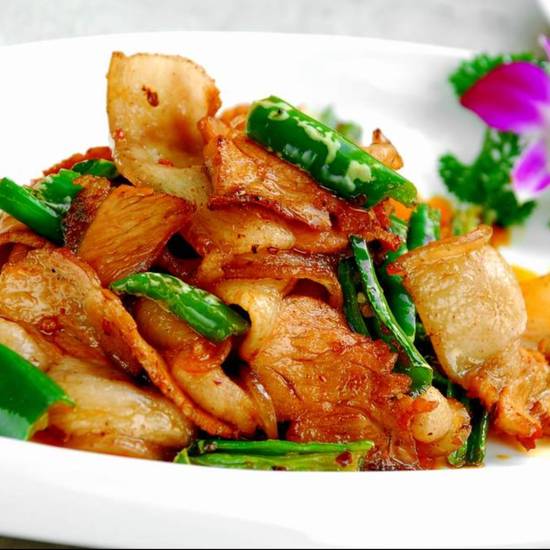 Order Double Cooked Pork Belly回锅肉 food online from Chuanyu Fusion store, Oklahoma City on bringmethat.com