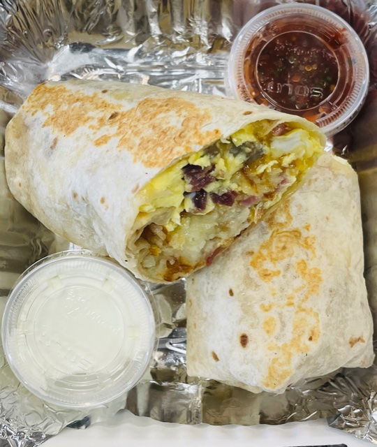 Order 3 Meat Burrito food online from Pepper Cafe store, Rohnert Park on bringmethat.com