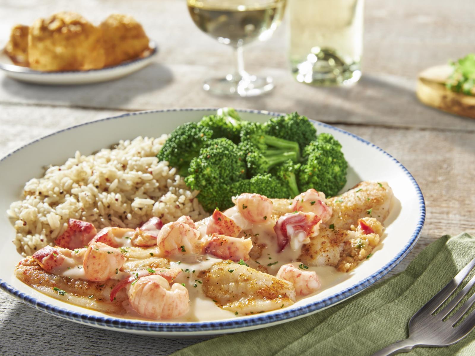Order New! Lobster-topped Stuffed Flounder food online from Red Lobster store, Perry on bringmethat.com
