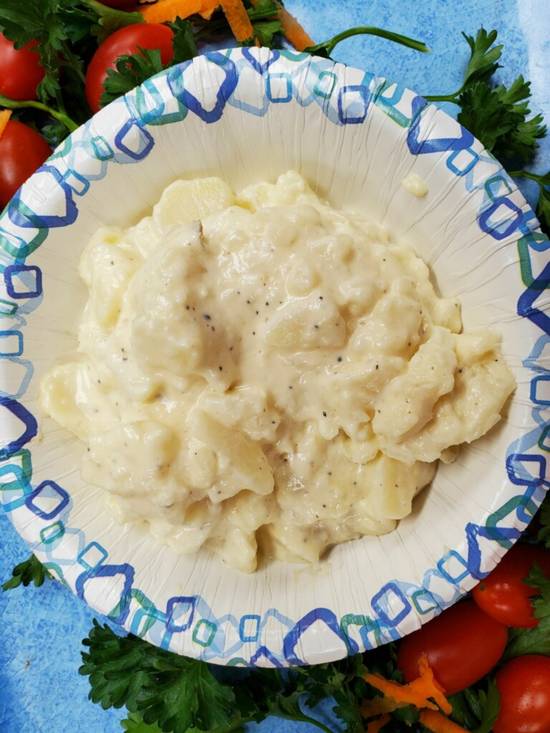 Order White Potato Salad (1 Pt) food online from Cow Palace Butcher Shop store, Middle Island on bringmethat.com