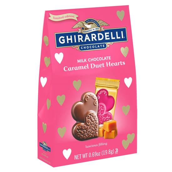 Order GHIRARDELLI Milk Chocolate Caramel Duet Hearts Gift, .69 Oz Bag food online from CVS store, WALKERTOWN on bringmethat.com