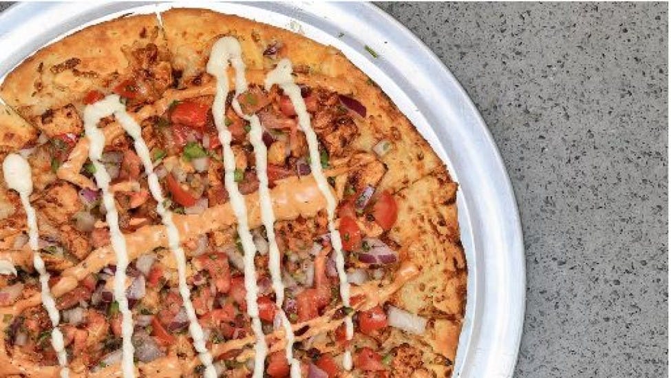 Order Chipotle Chicken Pizza (Plant Based) - Personal 7" food online from Pizzeria Halt store, Modesto on bringmethat.com