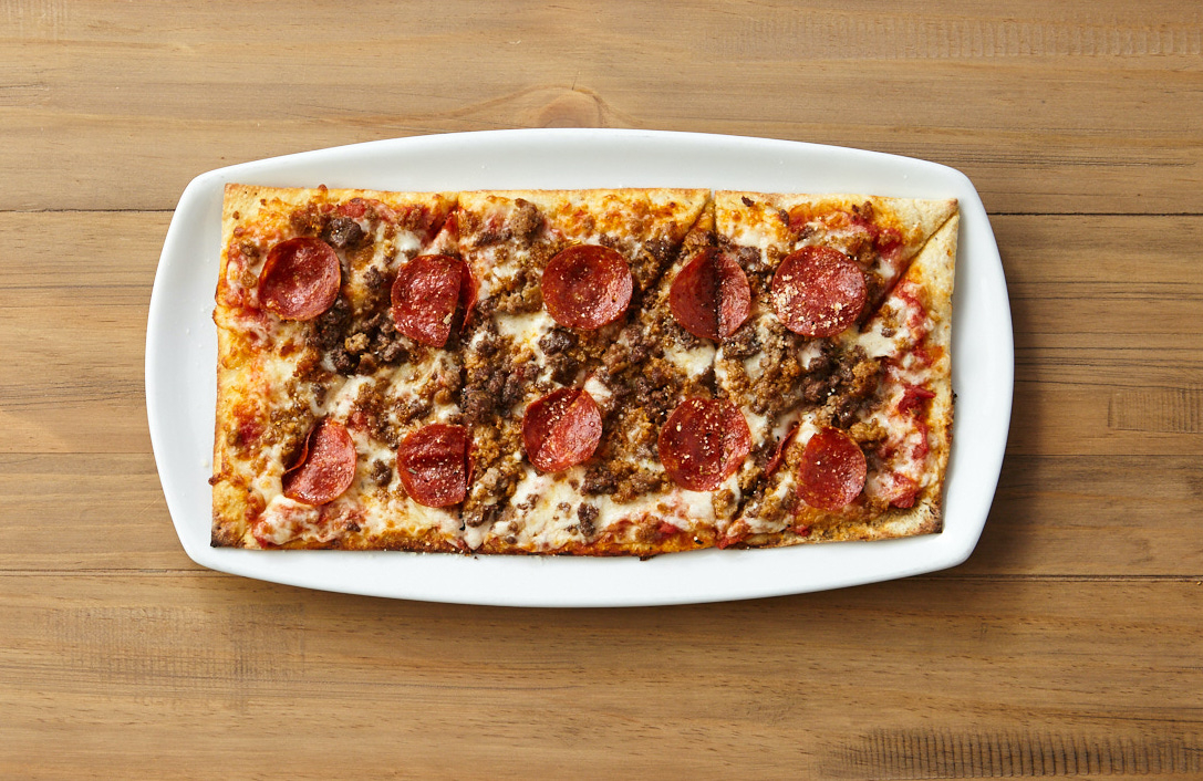 Order 3 Meat Flatbread food online from Johnny's New York Style Pizza store, Macon on bringmethat.com