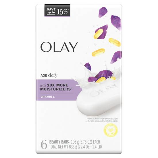Order Olay Moisture Outlast Age Defying Beauty Bar with Vitamin B3 Complex, 3.75 OZ, 6CT food online from Cvs store, ONTARIO on bringmethat.com